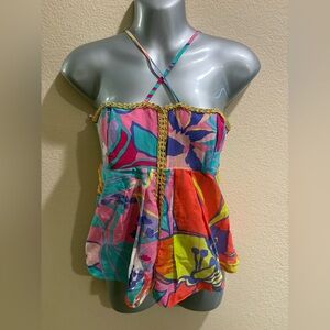 Tibi Colorful Floral Silk Top